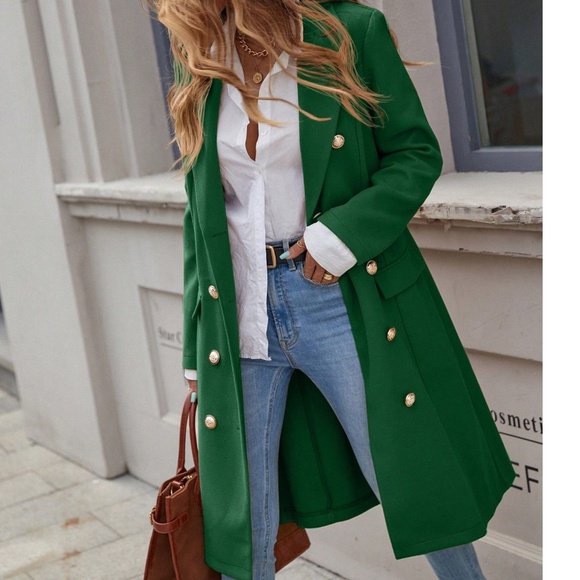 Classic Solid Double Button Mid Length Jacket Coat - Picture 10 of 13